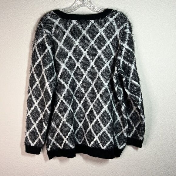 Lane Bryant Gray Plaid Crew Neck Knitted Pullover Sweater Womens Size 18/20 - Picture 5 of 6